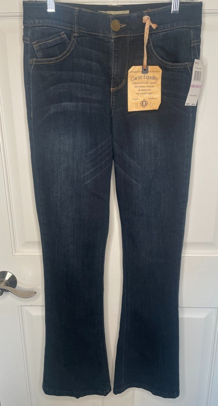 NWT Democracy Women's "Ab" Solution Itty Bitty Bootcut Jeans Sz 6 Denim Dk Blue
